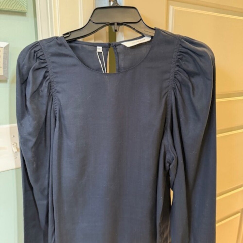 Rebecca Taylor Navy Puff Sleeve Blouse Size M